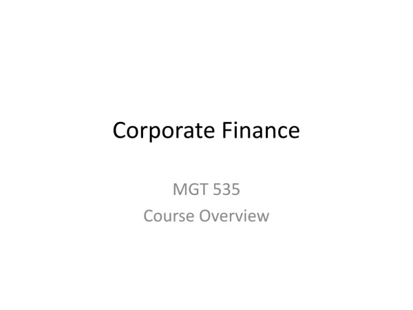 Corporate Finance