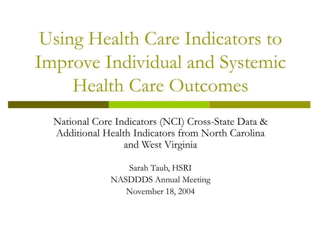 using health care indicators to improve individual and systemic health care outcomes