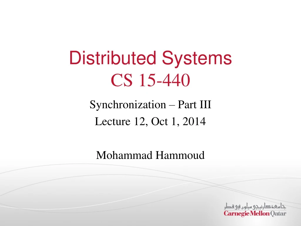 distributed systems cs 15 440