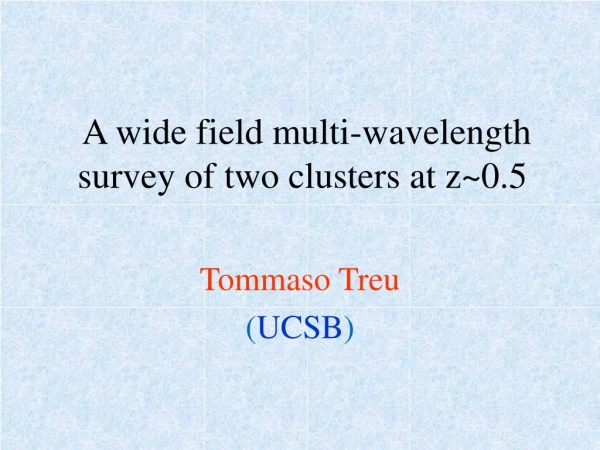 A wide field multi-wavelength survey of two clusters at z~0.5