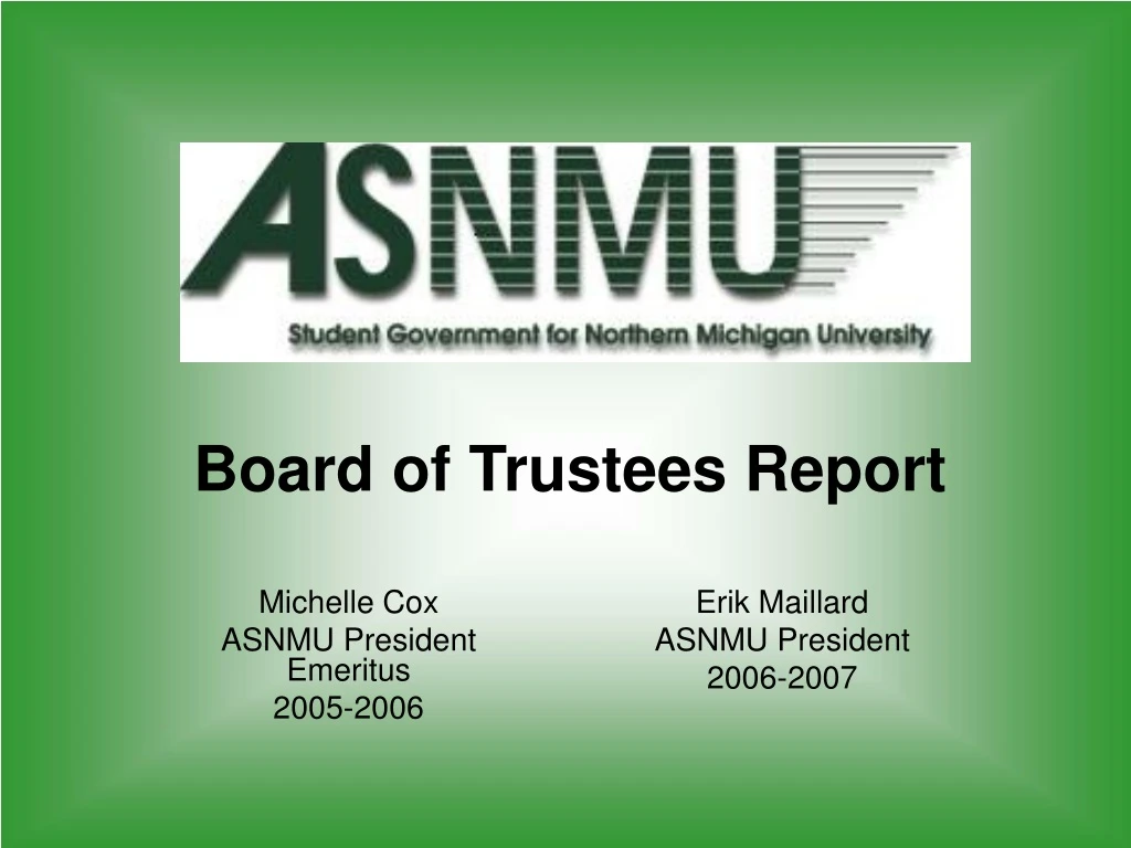 board of trustees report