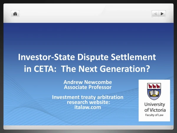 Investor-State Dispute Settlement in CETA:  The Next Generation?