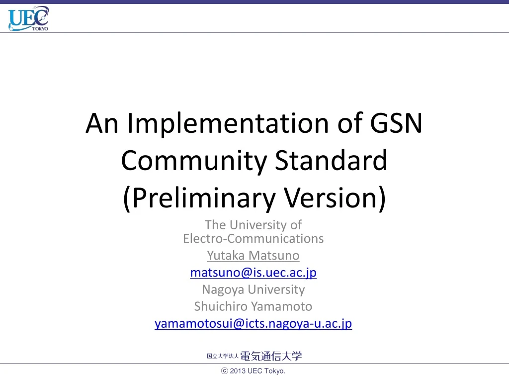 an implementation of gsn community standard preliminary version