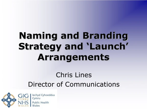Naming and Branding Strategy and ‘Launch’ Arrangements