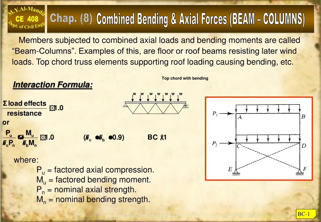 top chord with bending