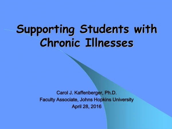 Supporting Students with Chronic Illnesses