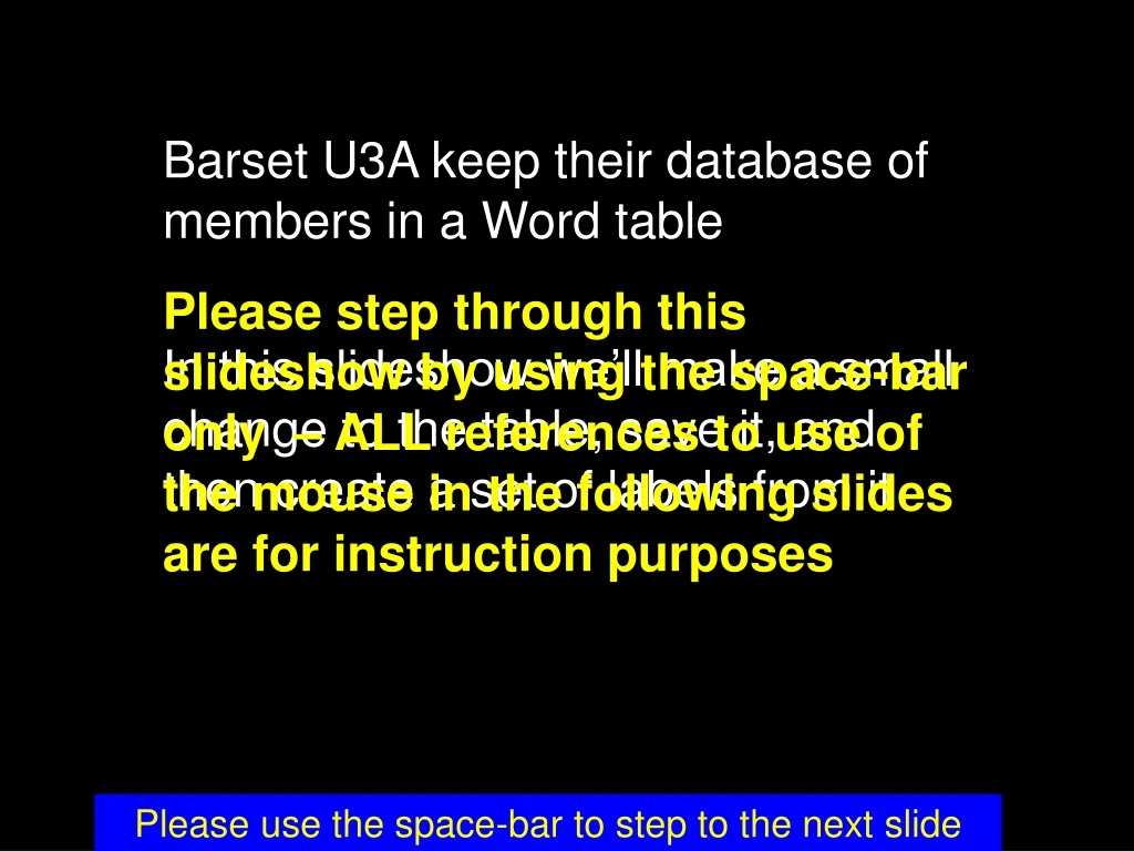 barset u3a keep their database of members