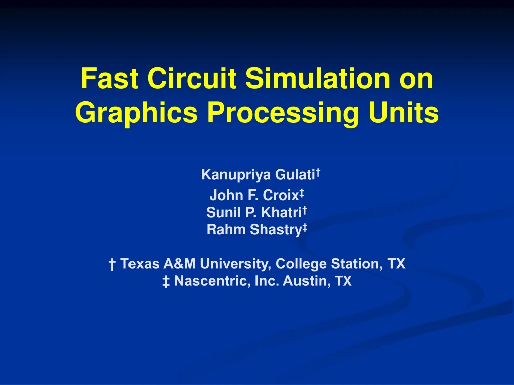 fast circuit simulation on graphics processing