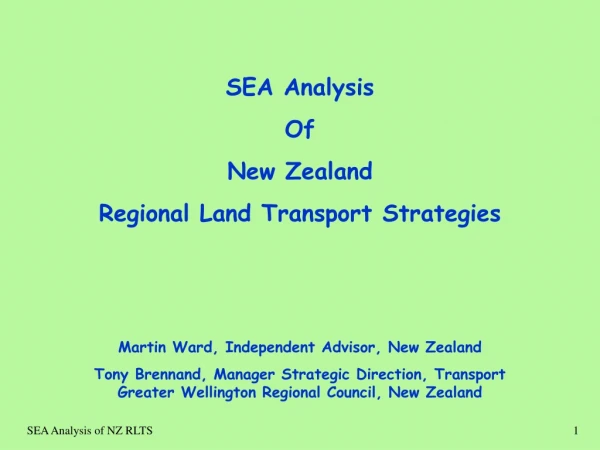 SEA Analysis Of New Zealand Regional Land Transport Strategies