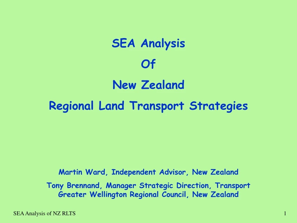 sea analysis of new zealand regional land