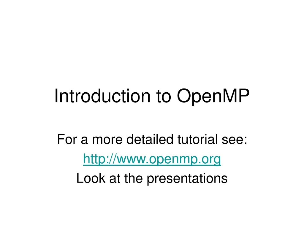 introduction to openmp