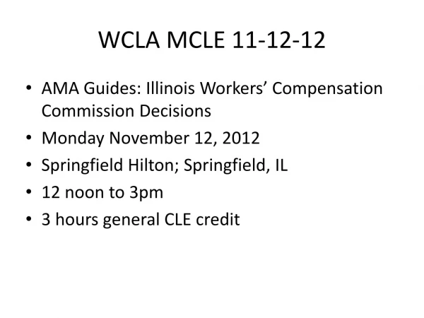 WCLA MCLE 11-12-12