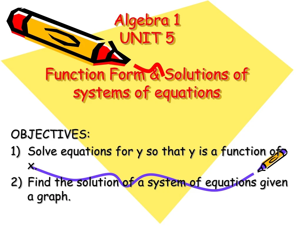 algebra 1 unit 5 function form solutions of systems of equations