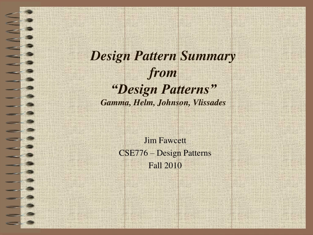 design pattern summary from design patterns gamma helm johnson vlissades