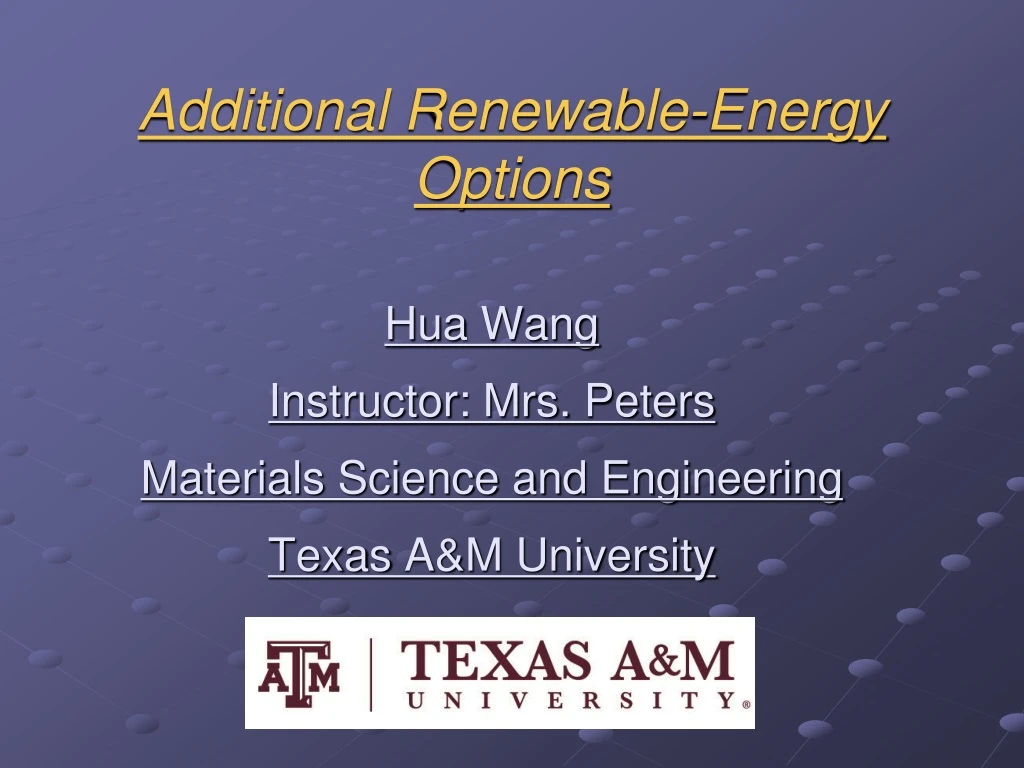 additional renewable energy options