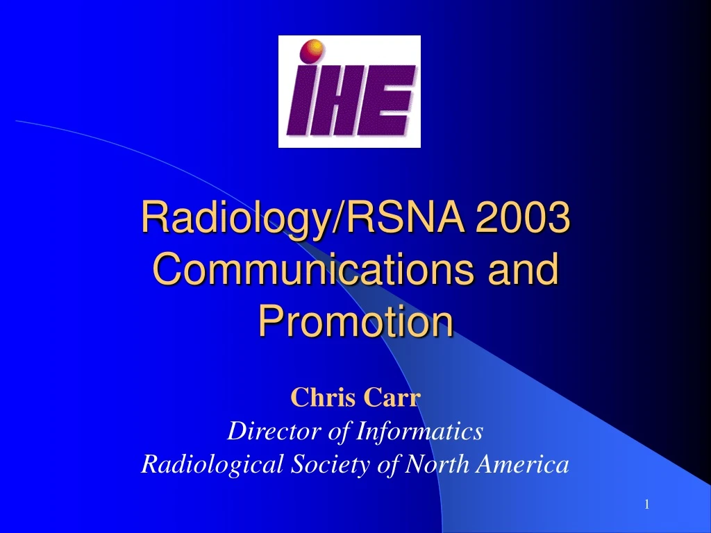 radiology rsna 2003 communications and promotion