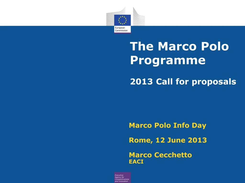 the marco polo programme 2013 call for proposals