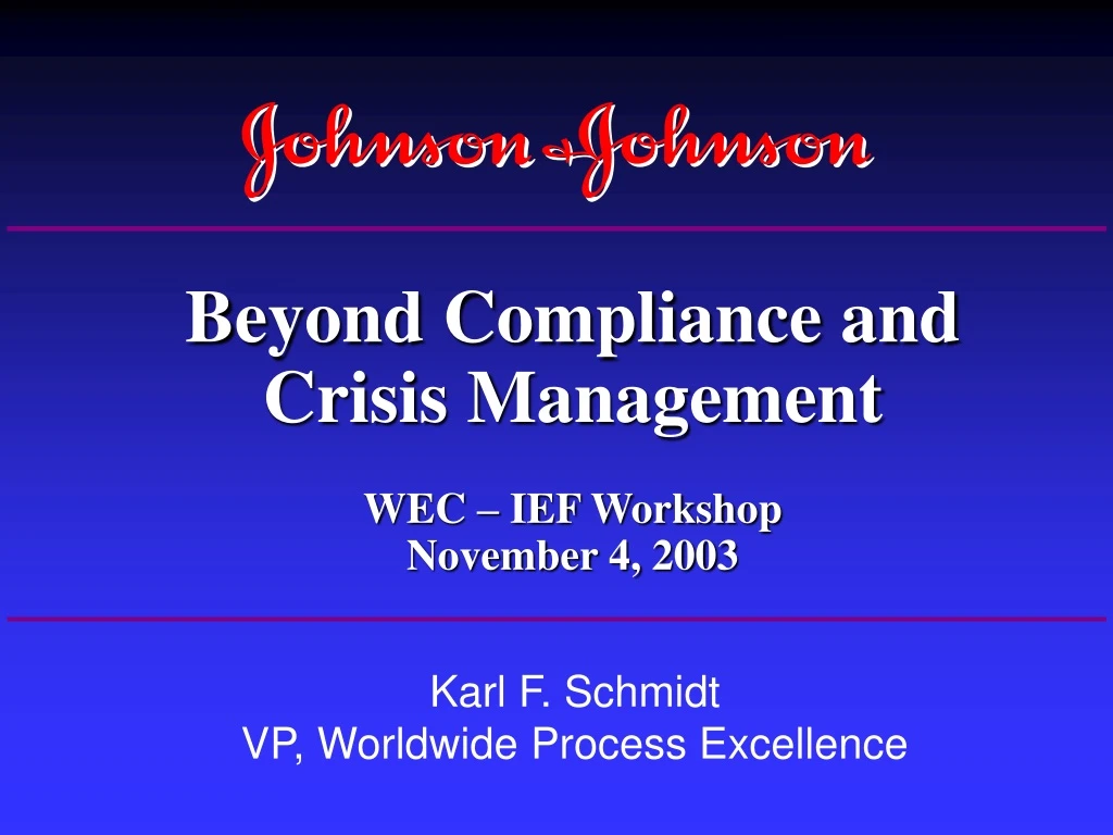 beyond compliance and crisis management