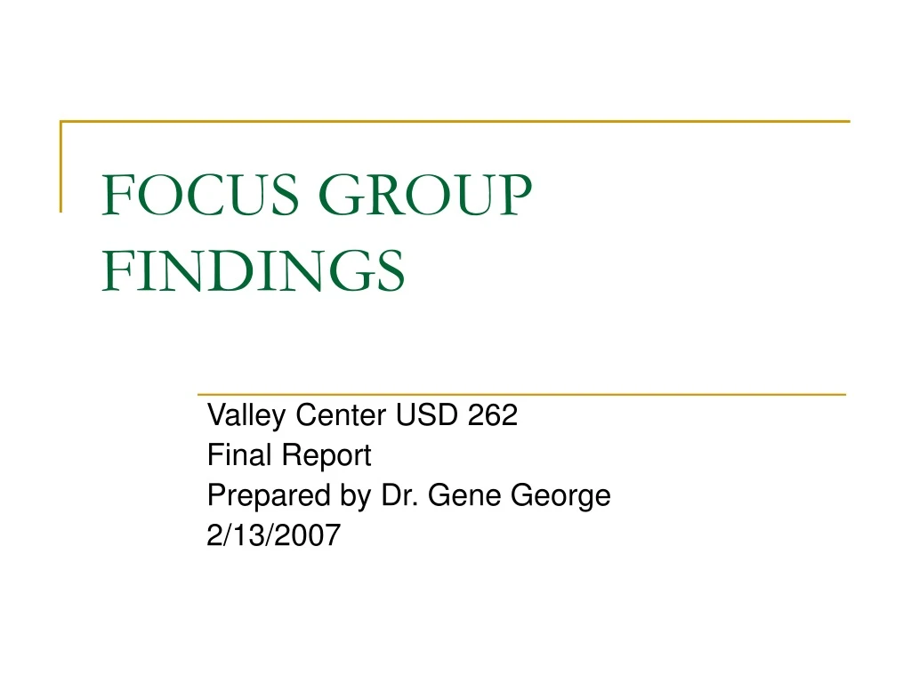 focus group findings