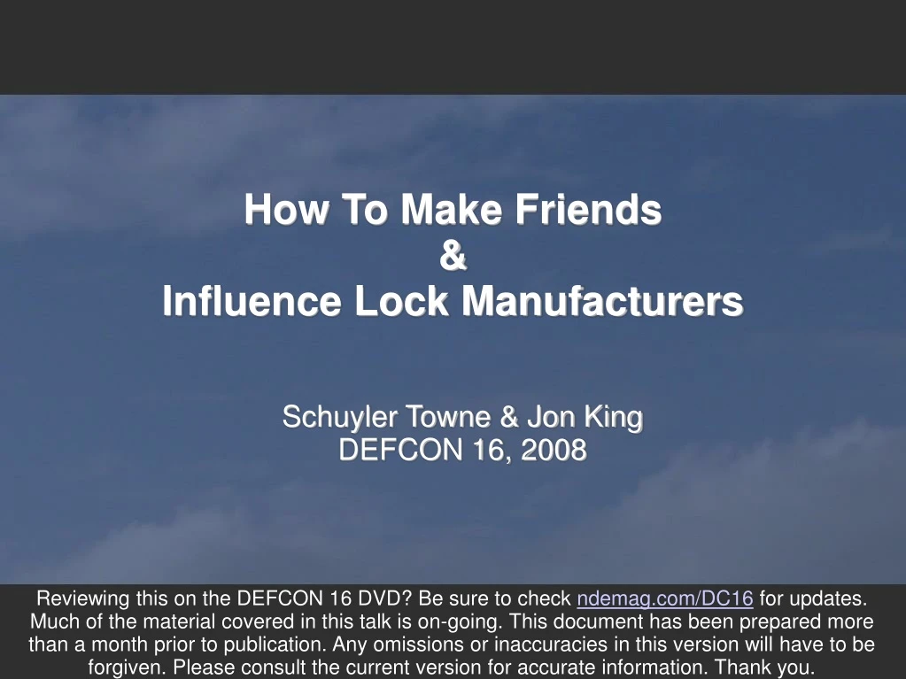 how to make friends influence lock manufacturers