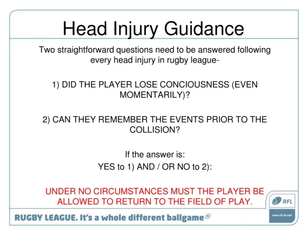 Head Injury Guidance