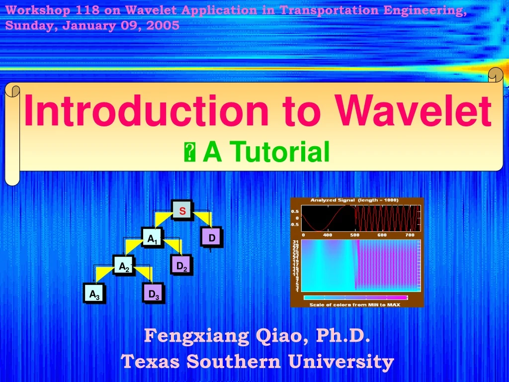 workshop 118 on wavelet application in transportation engineering sunday january 09 2005