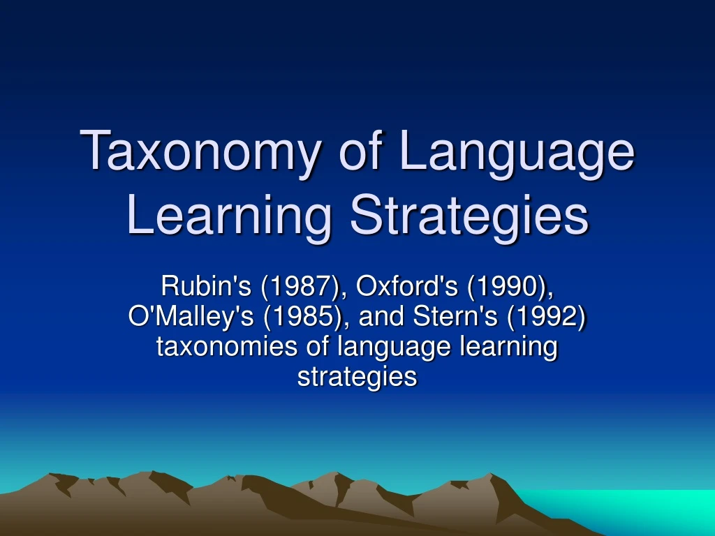 taxonomy of language learning strategies