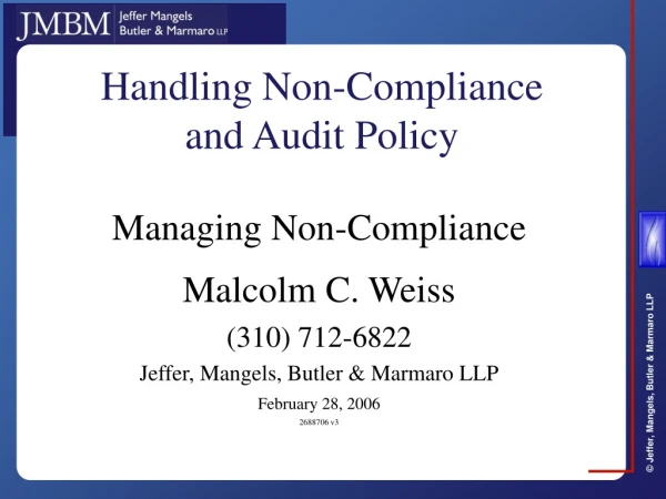 Handling Non-Compliance and Audit Policy