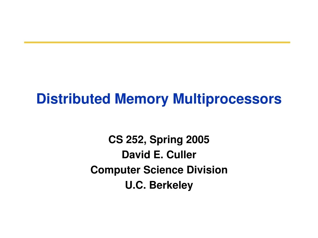 distributed memory multiprocessors