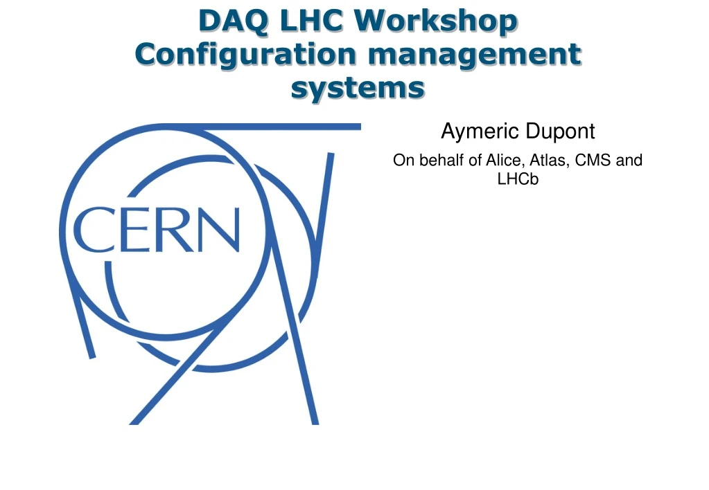daq lhc workshop configuration management systems
