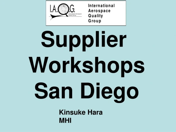Supplier  Workshops San Diego
