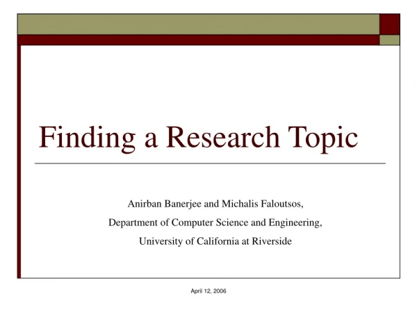 Finding a Research Topic