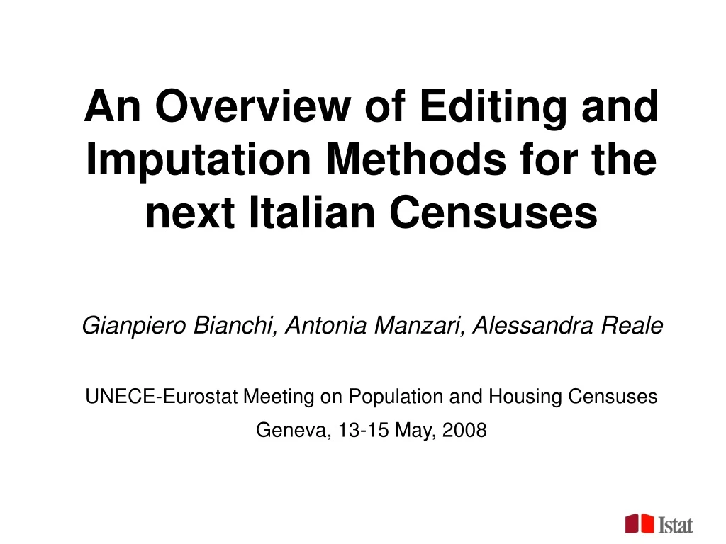 an overview of editing and imputation methods