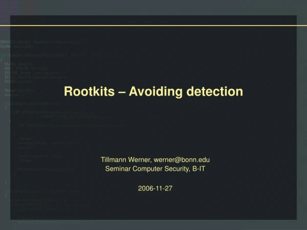 Rootkits – Avoiding detection