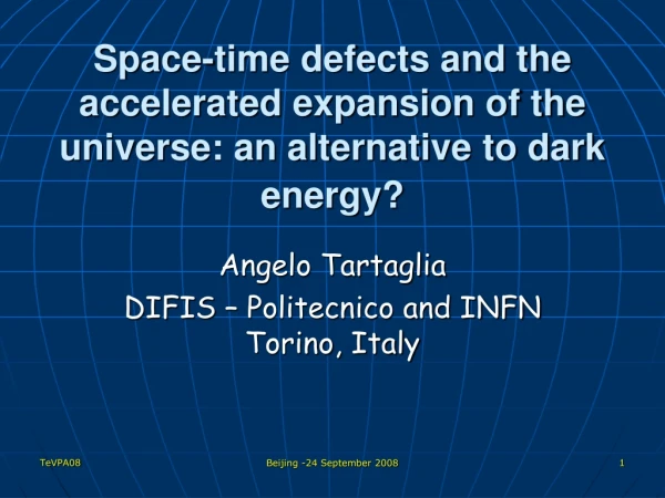 Space-time defects and the accelerated expansion of the universe: an alternative to dark energy?