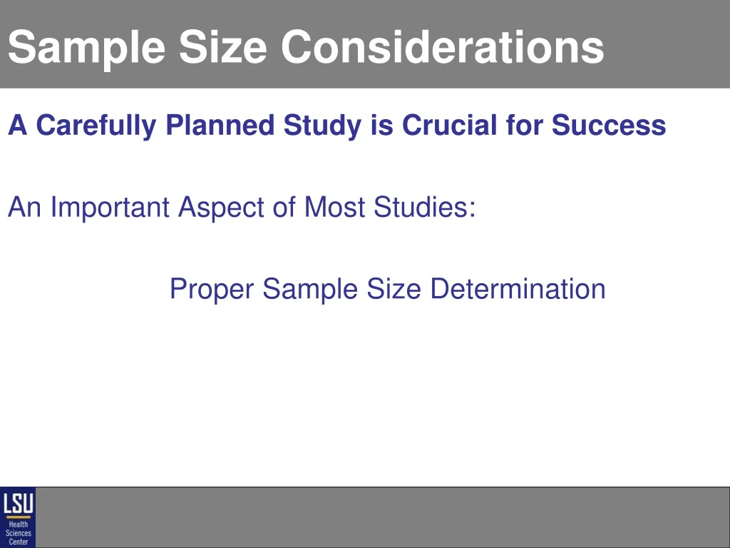 sample size considerations