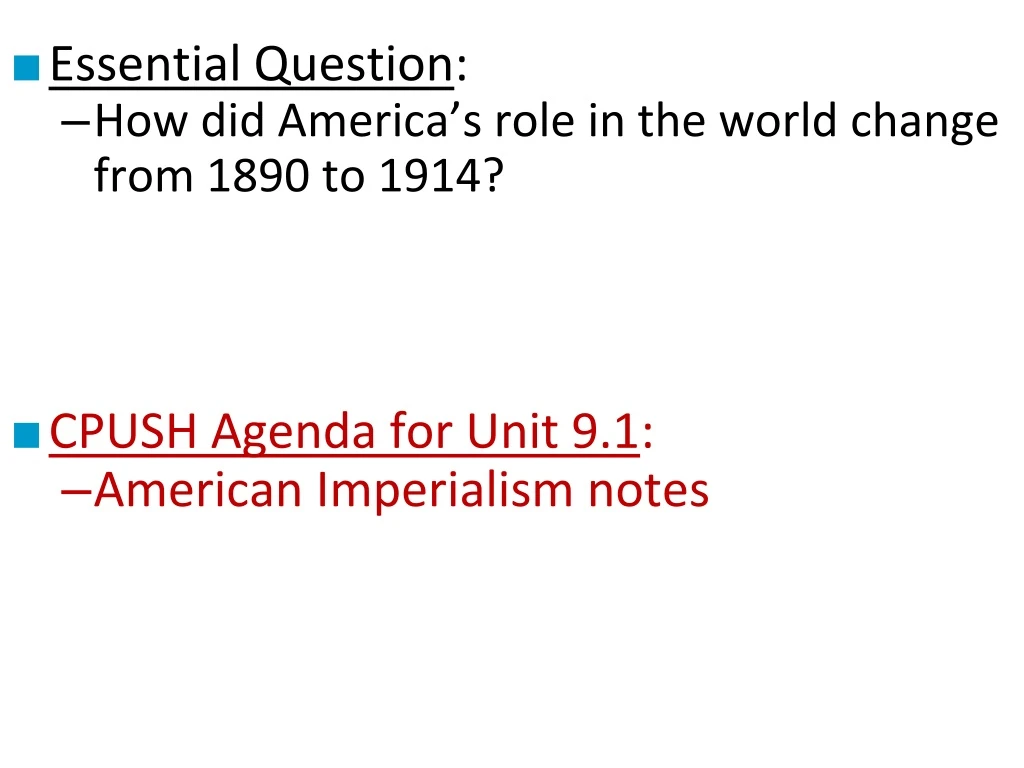 essential question how did america s role