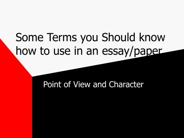 Some Terms you Should know how to use in an essay/paper.