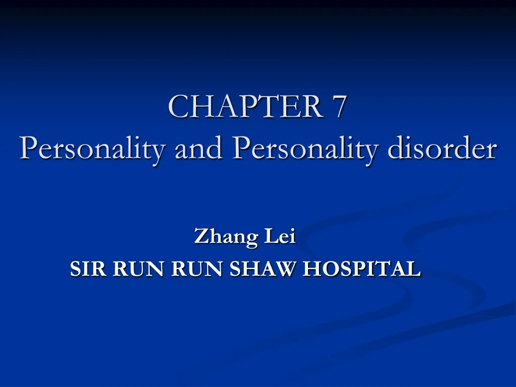 chapter 7 personality and personality disorder