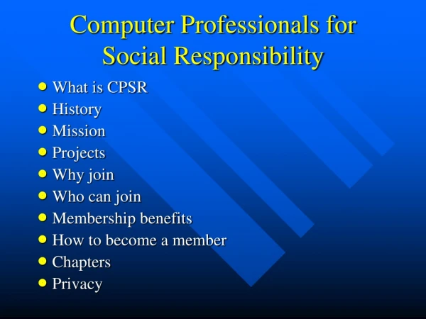 Computer Professionals for Social Responsibility
