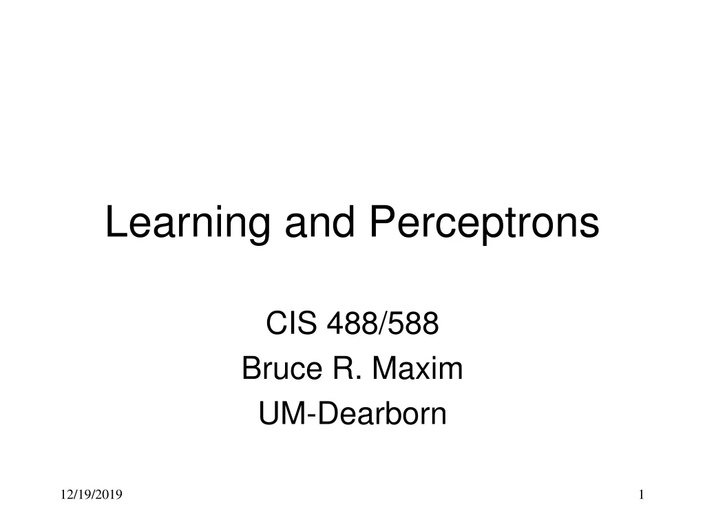 learning and perceptrons