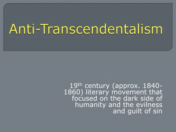 Anti-Transcendentalism