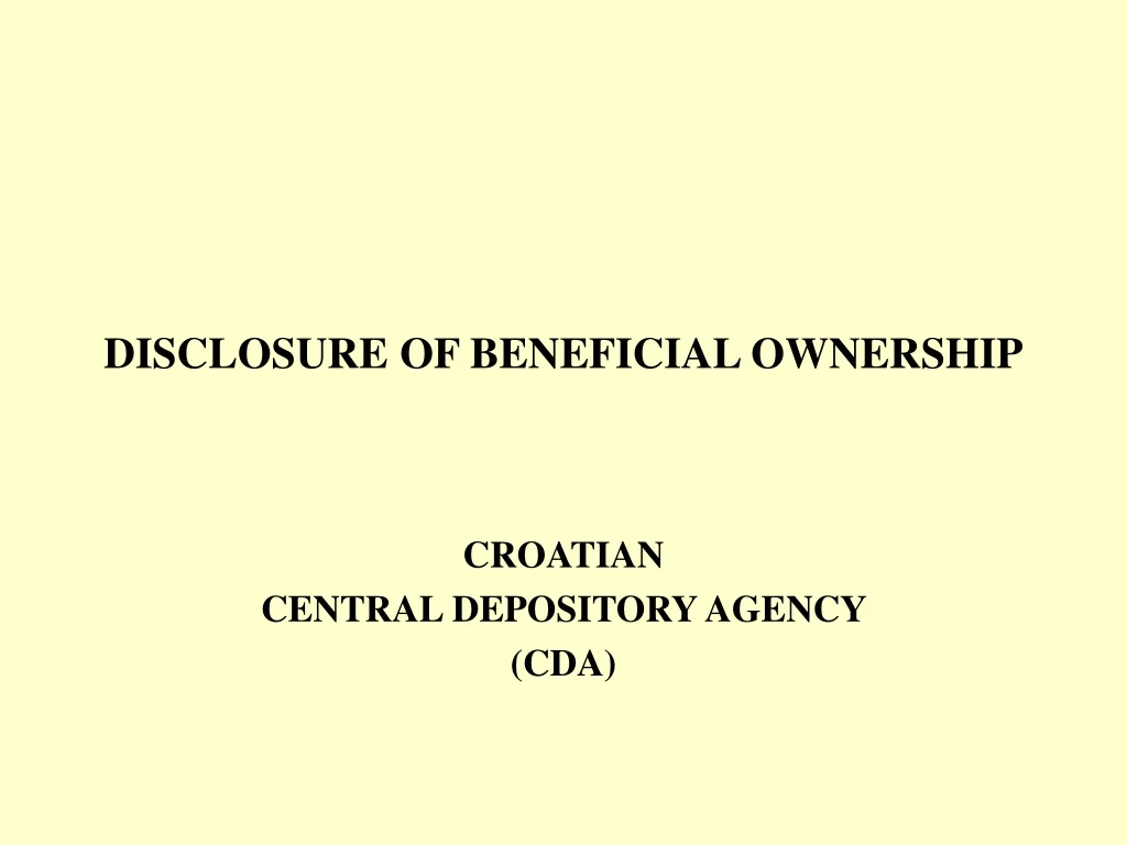 disclosure of beneficial ownership