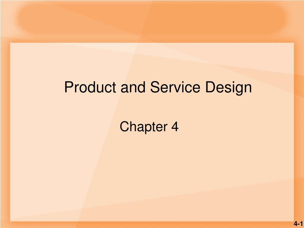 product and service design