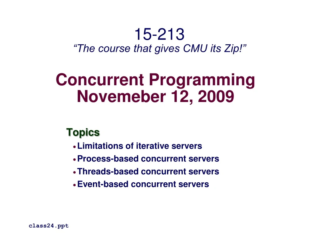 concurrent programming novemeber 12 2009