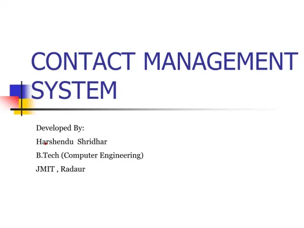 CONTACT MANAGEMENT SYSTEM