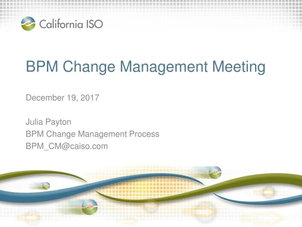 BPM Change Management Meeting