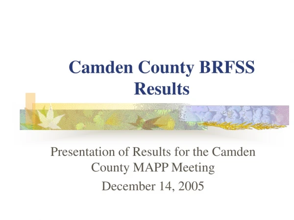 Camden County BRFSS Results