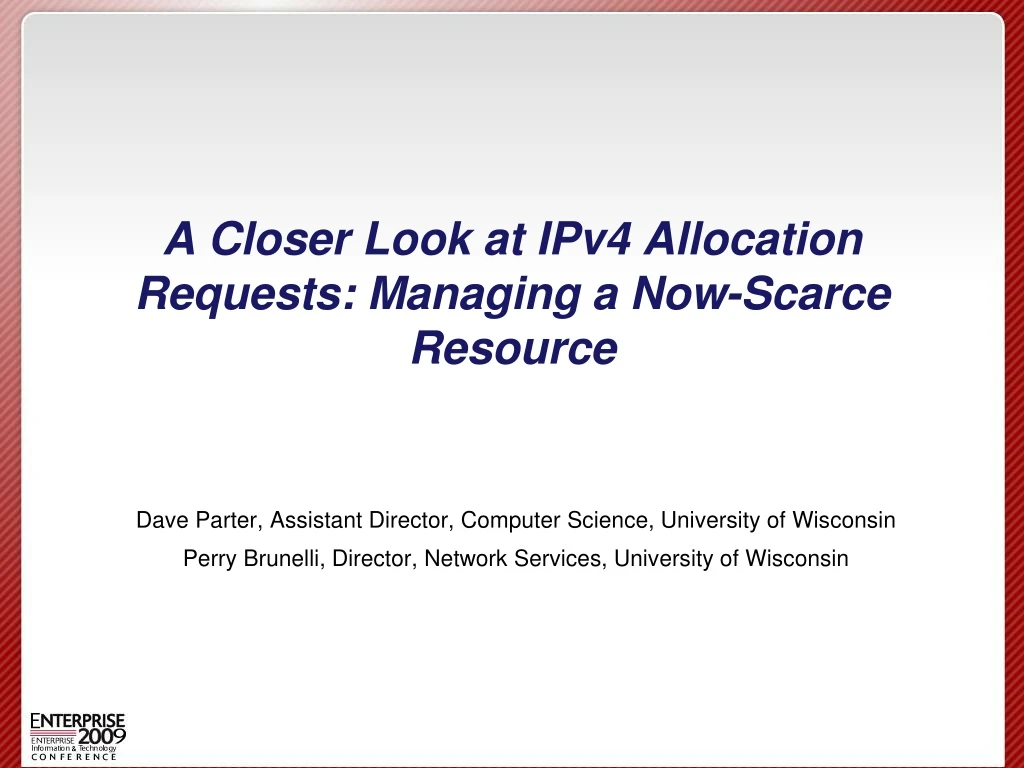 a closer look at ipv4 allocation requests managing a now scarce resource