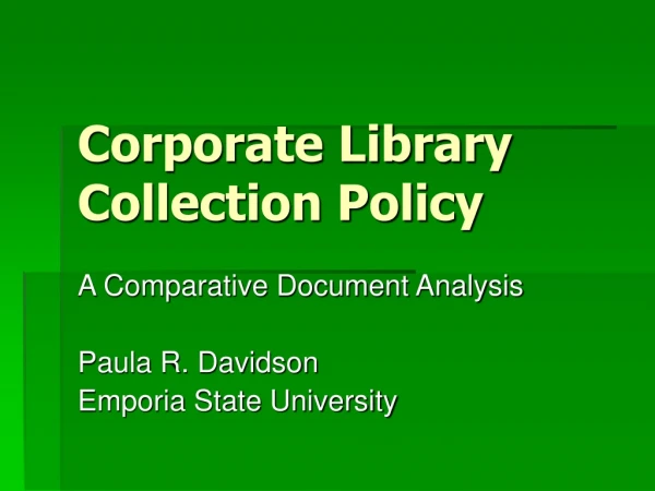 Corporate Library Collection Policy